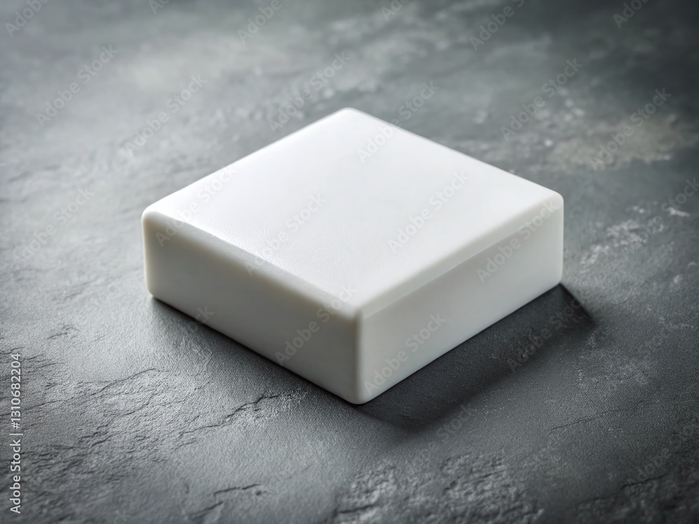 Poster minimalist gray surface with white rectangular object - stock photo