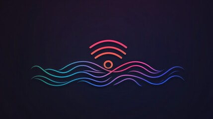 Wireless Connectivity Abstract: A vibrant abstract design depicts wireless waves flowing over a dark background, symbolizing seamless connectivity and the pervasive nature of Wi-Fi in our digital age.