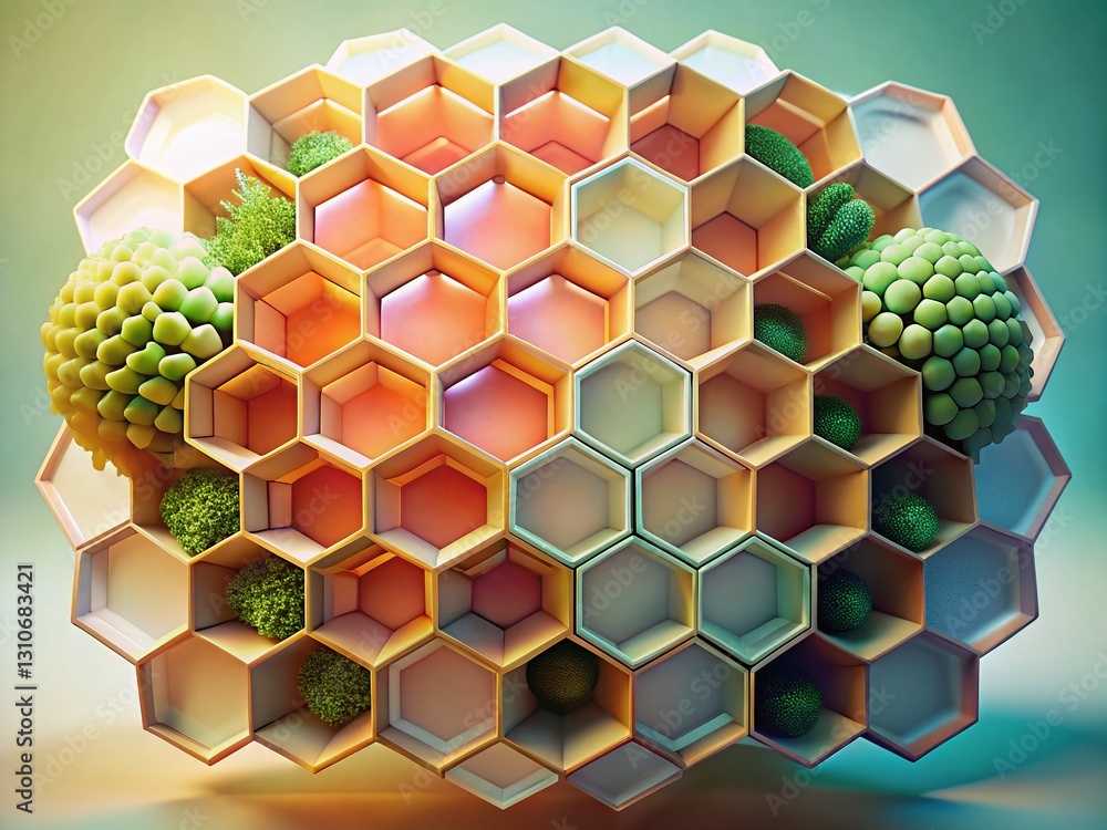 Poster minimalist honeycomb botanical pattern: abstract nature texture background