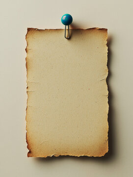 Vintage yellow square paper text box nailed to the wall