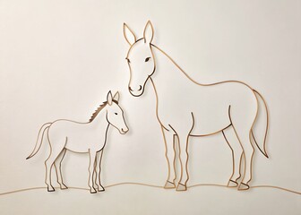 Obraz premium Minimalist Line Art Horse and Donkey Continuous Drawing