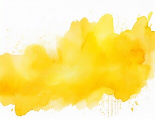 abstract yellow color painting illustration watercolor splashes or stain isolated on white background generative ai