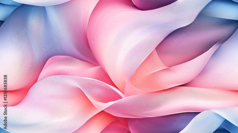 Poster abstract rendering of soft flowing fabric in pastel colors