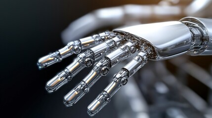 Chrome Robotic Hand  AI  Automation  Future Tech  Industry 4 0