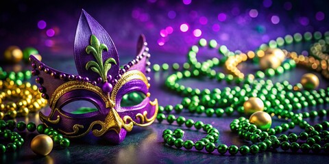 Minimalist Mardi Gras Silhouette Backdrop: Purple, Gold, and Green Festive Design