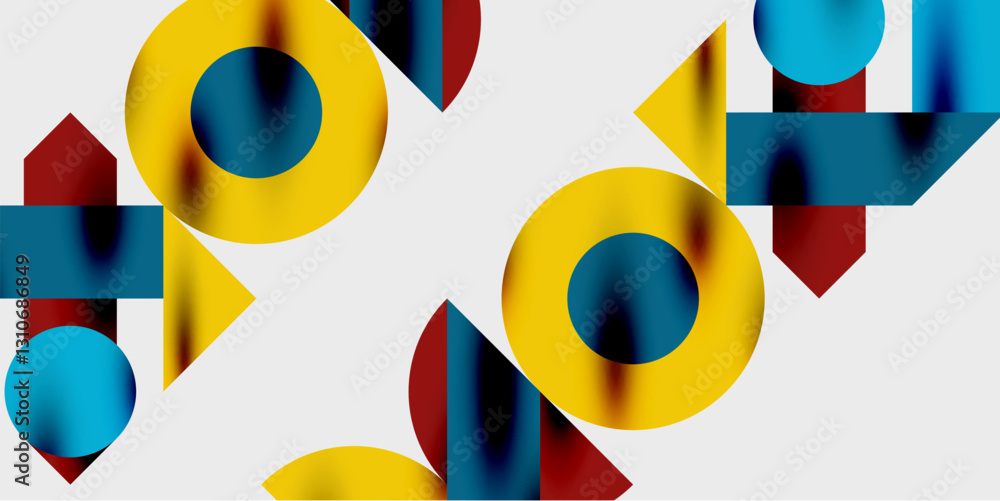 Aufkleber Detailed composition of circles, semicircles, and triangles with glossy effects and smooth gradients. A sleek and modern vector design for creative and tech-inspired projects