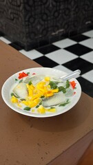 A bowl iced dawet with jackfruit 