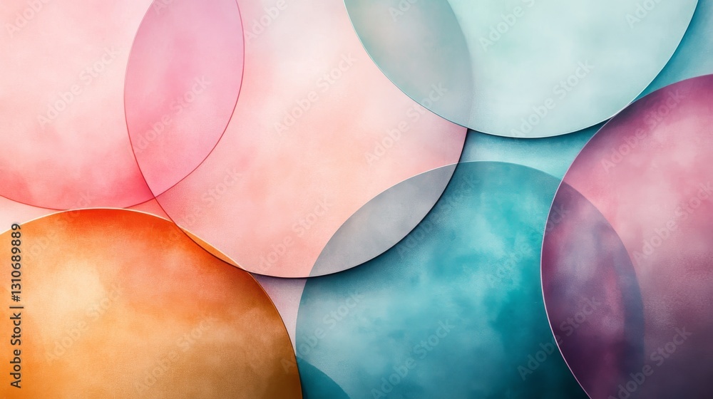Poster colorful overlapping watercolor circles create an abstract and artistic image