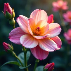 Fototapeta premium Fleur sauvage avec poussi?re d'?toile , celestial, natural, flower