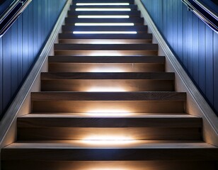 subtle step lights in a contemporary staircase providing soft guidance