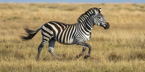 Obraz premium Majestic zebra running wild in african savannah nature photography vibrant landscape