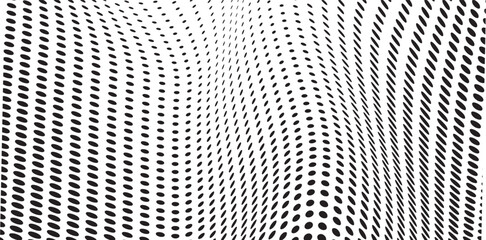 Abstract wave halftone black and white. Monochrome texture for printing on badges, posters, and business cards.