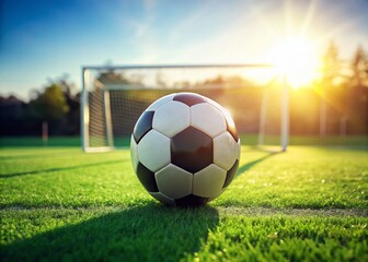 Minimalist Soccer Ball on Green Field: Simple Sports Background