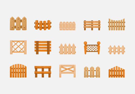 Brown Garden Wooden Fence Design Set