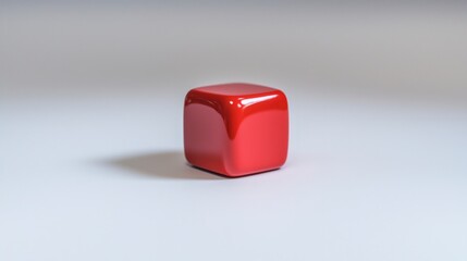 Glossy Red Cube  Minimalist 3D Render  Abstract Shape  Geometric Design  Isolated Backgrou
