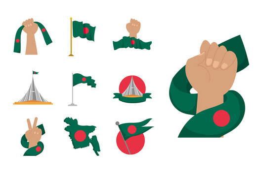 Green Bangladesh Independence Illustration Set