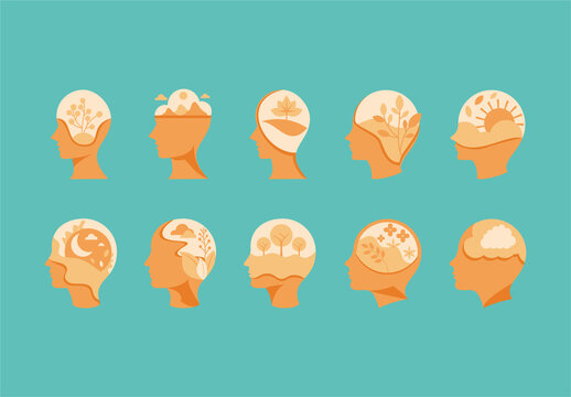 Orange Peaceful Mind Illustration Set