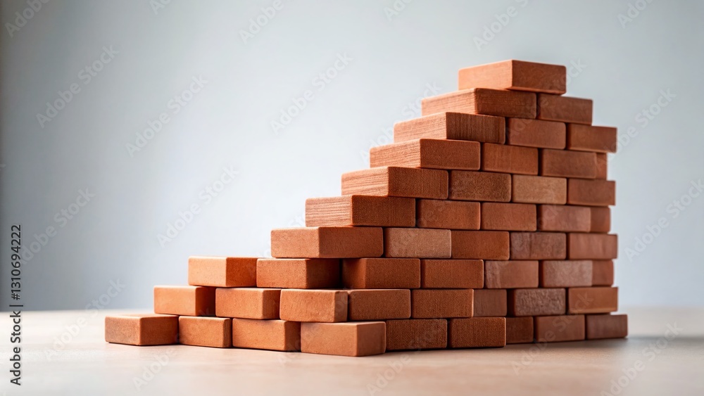 Poster Minimalist Stack of Red Bricks - Architectural Texture Background