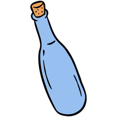 Handdrawn Eco-friendly glass water bottle illistration