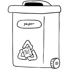Handdrawn Paper recycling bin illistration
