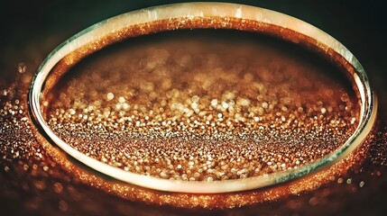 Sparkling Gold Glitter Oval Frame Background  Shimmering Texture  Festive Design