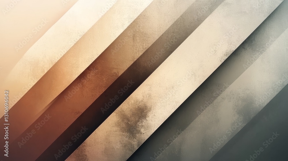 Poster angled abstract image depicts bands of different color gradients