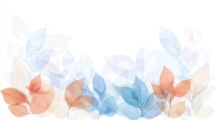 Fototapeta premium Serene Pastel Leaves Elegant Floral Background for Design
