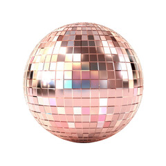 A stylish and trendy rose gold disco ball on transparent background