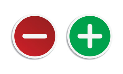 plus, minus icon red green vector design