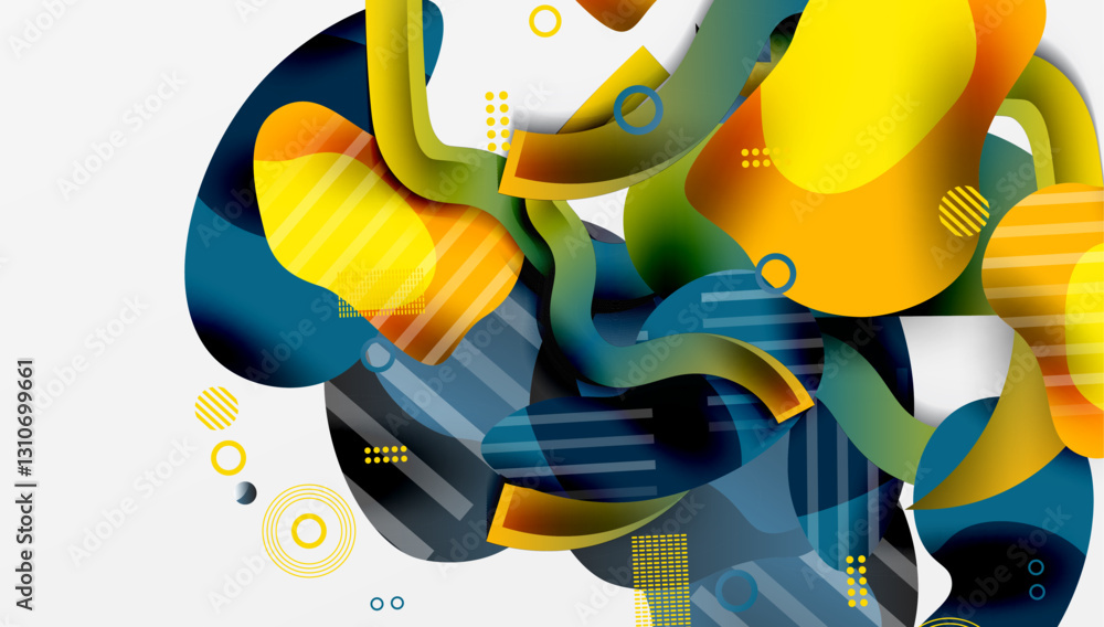 Poster abstract liquid shapes and lines background