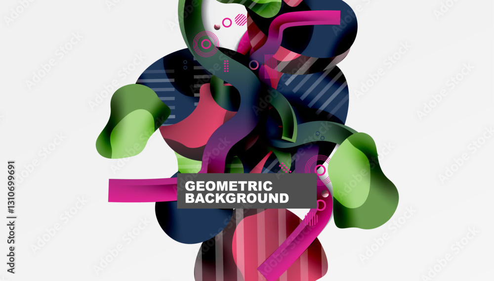 Poster abstract liquid shapes and lines background