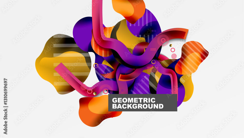 Poster abstract background - lines circles and liquid shapes