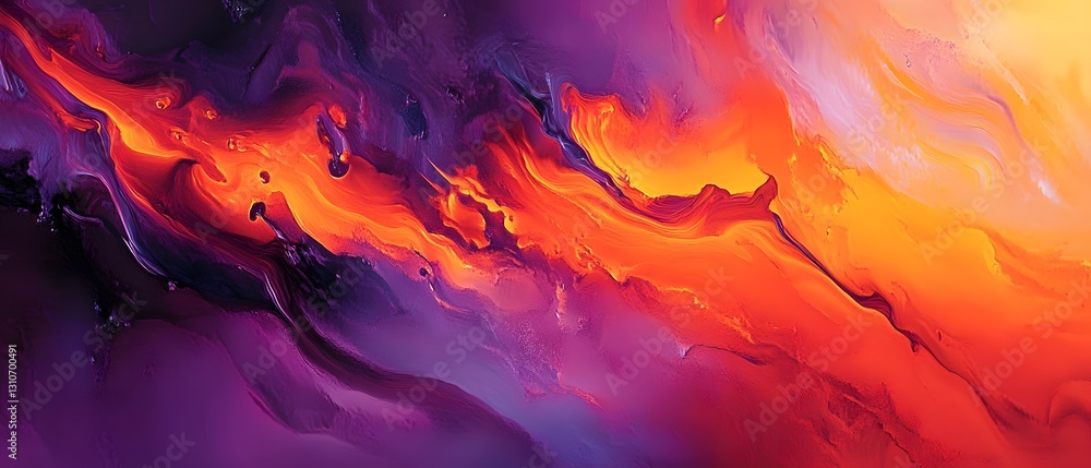 Poster a whirlwind of vibrant hues dances across the canvas blending fiery oranges and reds with cool purpl