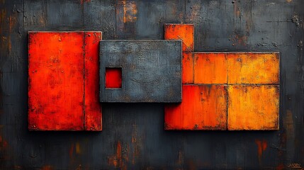 Abstract Metal Sculptures Warmly Lit Intricate Geometric Arrangement. AI Generated