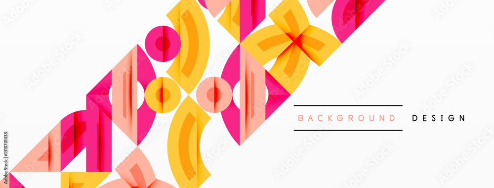 Aufkleber Abstract geometric background with shapes, featuring circular and rounded elements. Bold contrast, smooth gradients, dynamic composition, futuristic style