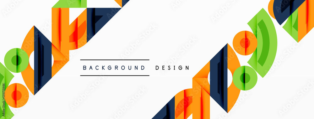 Wall mural abstract geometric background with shapes, featuring circular and rounded elements. bold contrast, s
