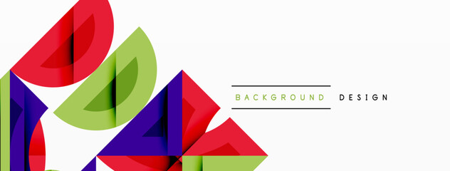 Abstract geometric background with shapes, featuring circular and rounded elements. Bold contrast, smooth gradients, dynamic composition, futuristic style