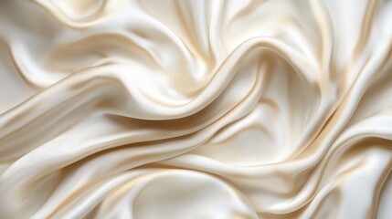 Fototapeta premium Beautiful lustrous cream colored fabric flowing with soft folds and curves