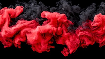 Abstract Red and Black Smoke Swirl  Dramatic Ink Design
