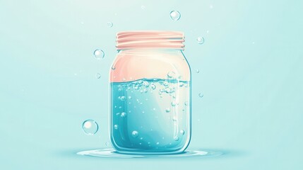 Minimalist fermentation logo featuring an abstract jar with bubbles for probiotic food branding concepts