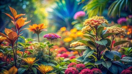 Obraz premium Modern Botanical Garden Print: Minimalist Painterly Leaves and Flowers
