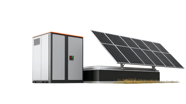 Solar energy system featuring a panel and battery storage, ideal for sustainable power solutions.
