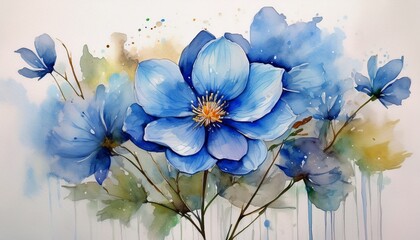 watercolor blue flower generative ai