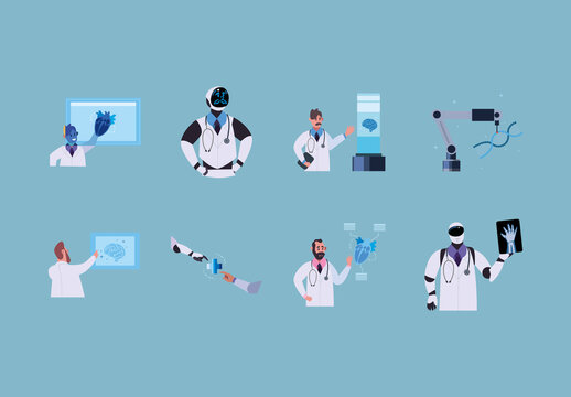 Colorful AI Healthcare Medical Illustration Set
