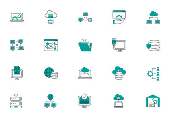 Green Black Modern Edge Computing Icons Set
