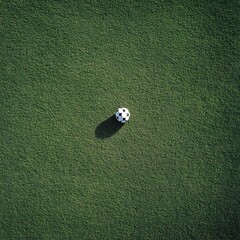 Obraz premium Aerial view of a soccer ball on a green field.