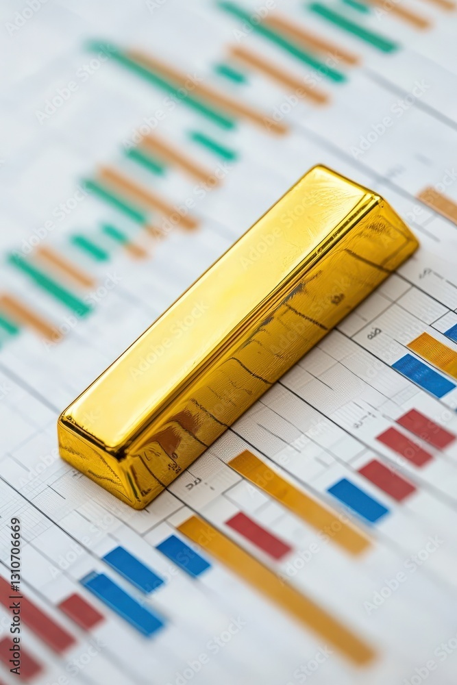 Poster a gold bar floating above a price graph.