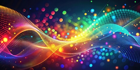 Obraz premium Abstract Colorful Wave of Illuminated Particles and Glowing Bokeh Lights