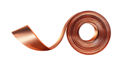 Copper ribbon twist design on white isolated background, perfect for crafting and decoration.