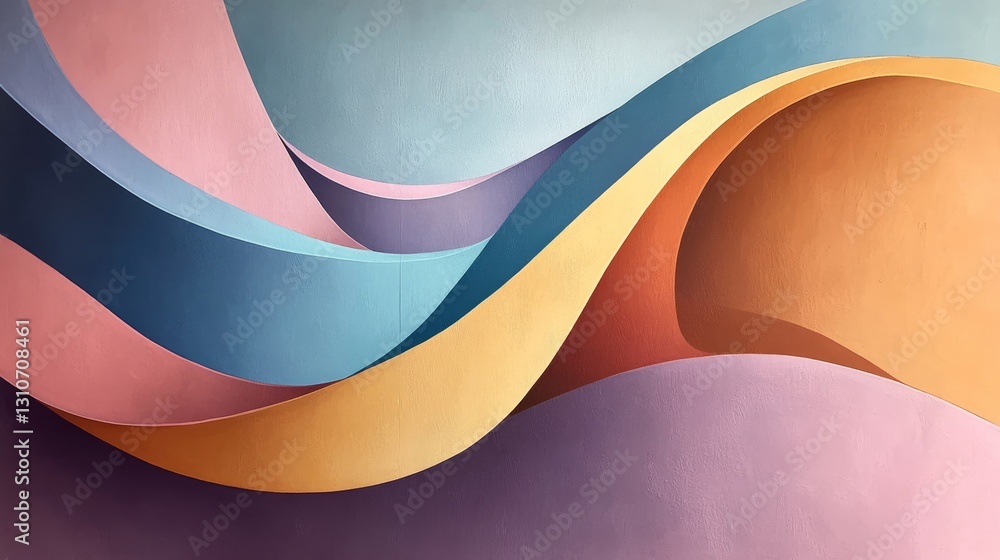 Poster colorful layered abstract forms creating interesting compositions within the painting